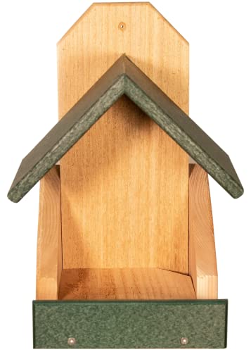 Cedar Robin Roost Birdhouse with Recycled Poly Lumber Roof (Green) Q4580
