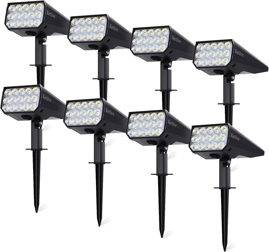 8 Pack 15 LEDs Solar Landscape Spotlights, Cold White C700