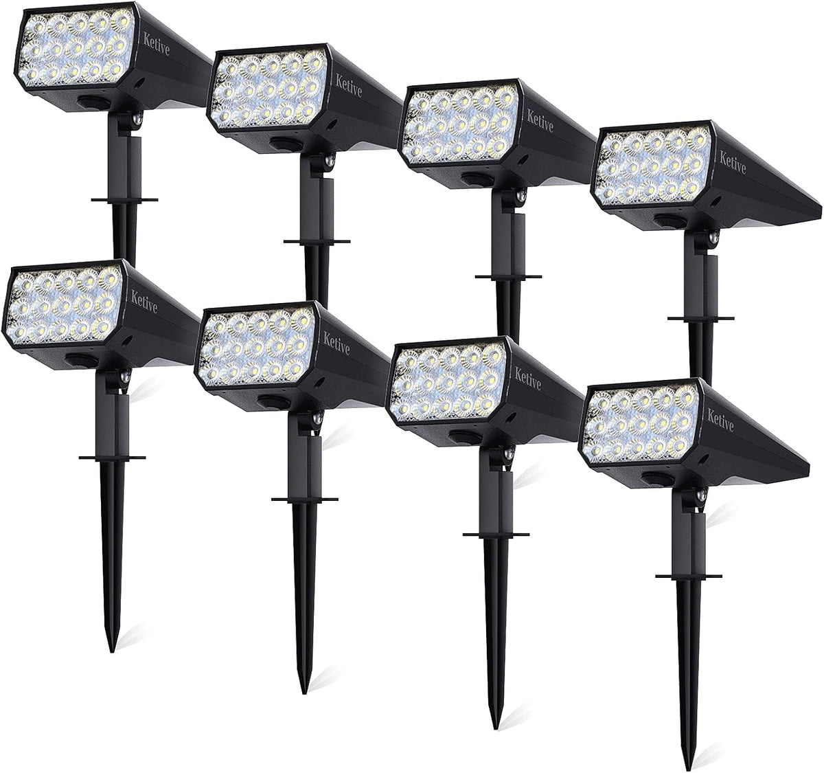 8 Pack 15 LEDs Solar Landscape Spotlights, Cold White C700