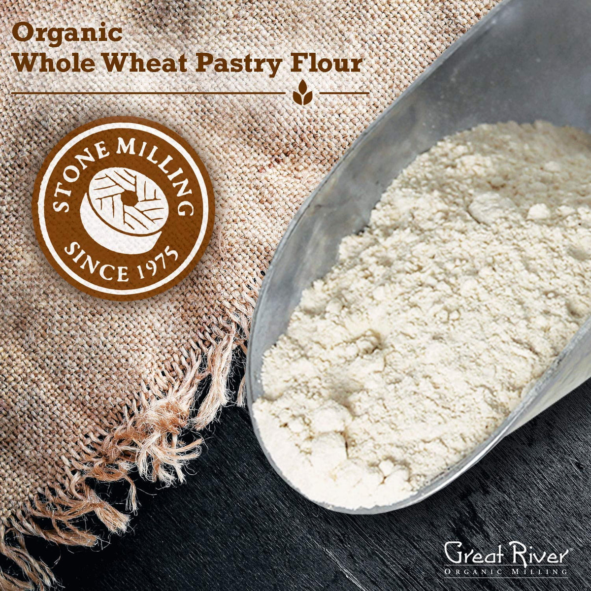 Organic Whole Wheat Pastry Flour, Stone Ground, 25 Pounds S56541