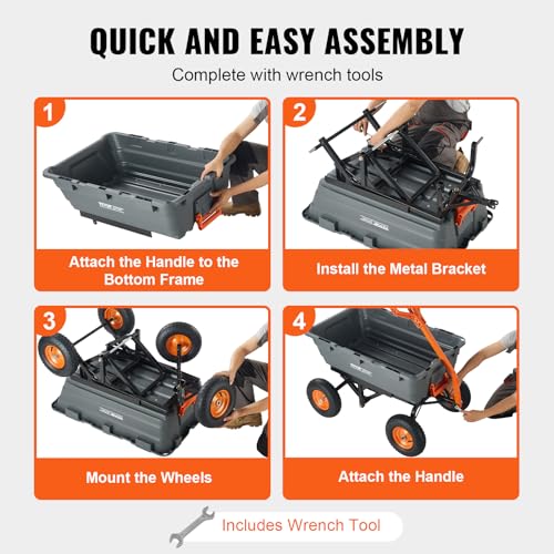 1200lbs 7Cu.Ft. Heavy Duty Poly Dump Cart with 13in All Terrain Wheels G215