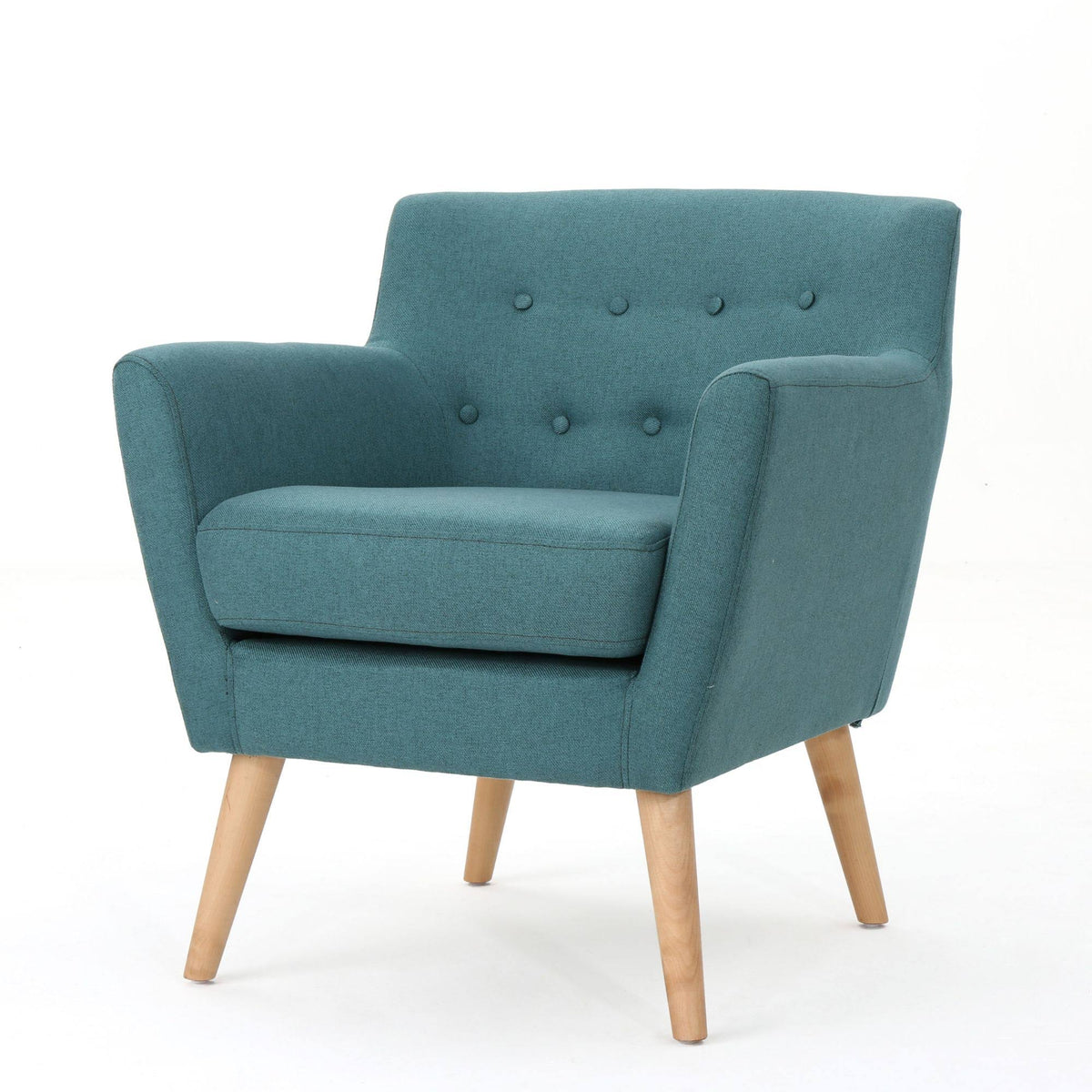 Teal Green and Brown Tufted Club Chair Z4950