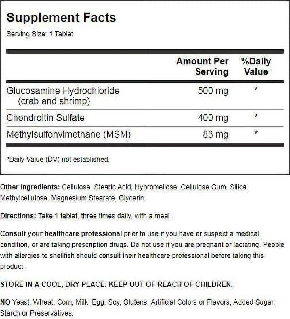 Glucosamine Chondroitin & MSM Tablets, 90 Ct I9009