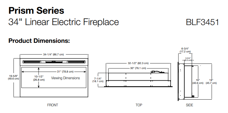 Wall Mount Electric Fireplace F931180