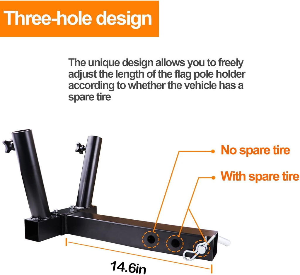 Trailer Hitch Mount Flag Pole Holder with Bolts X264