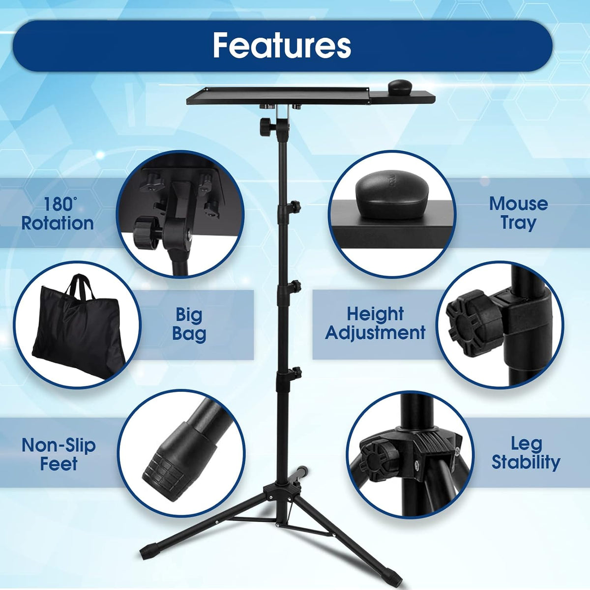 Universal Tripod Stand with Adjustable Height, Pack of 2 V626