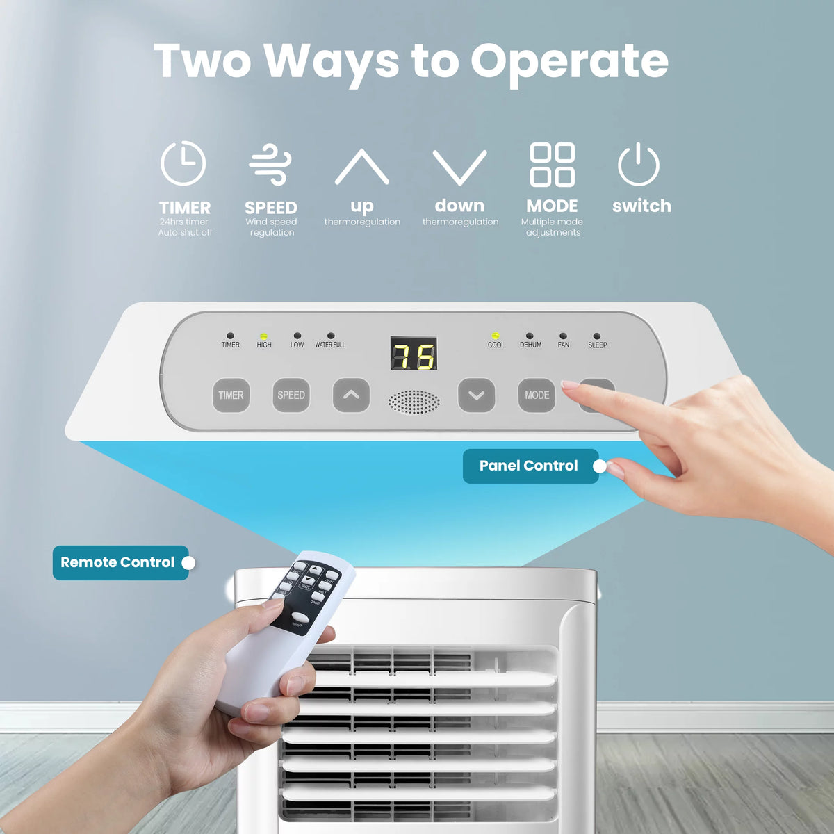 6000BTU 3-in-1 Portable Air Conditioner with Dehumidifier Fan White C82864