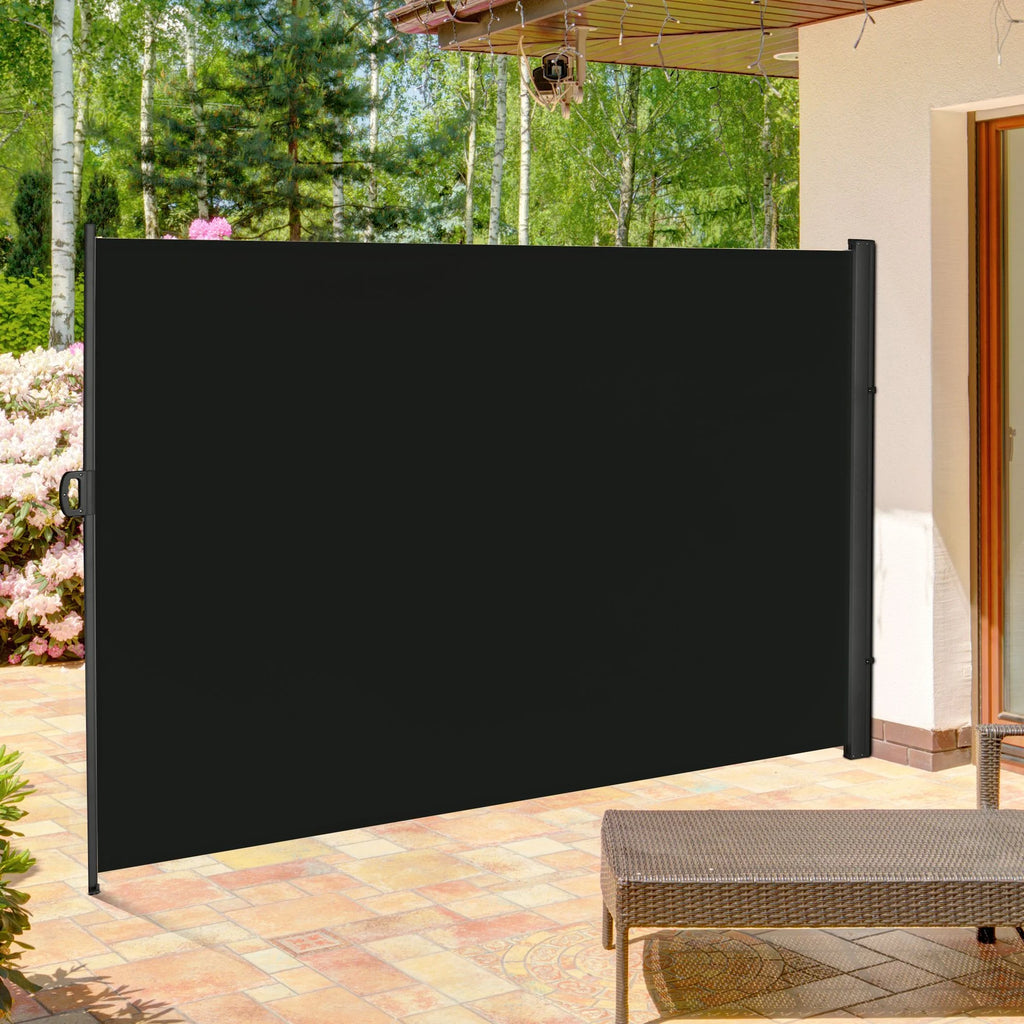 Black Retractable Privacy Screen Side Awning T75114