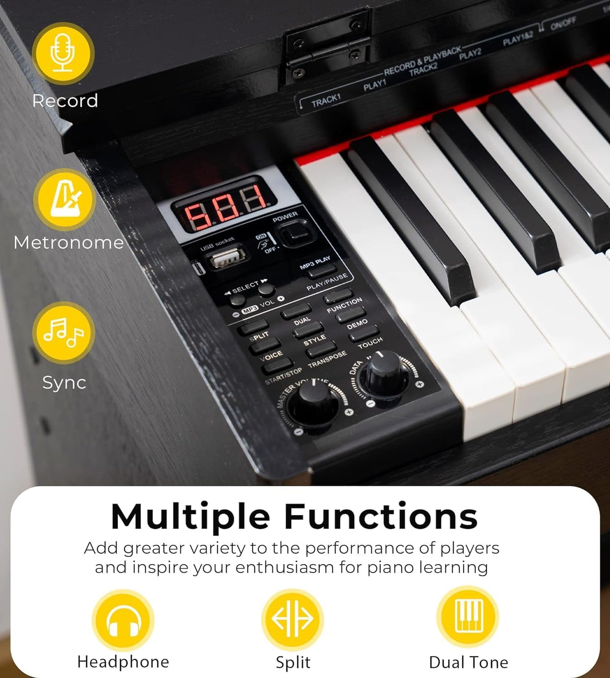88 Keys Weighted Hammer Action Digital Piano with Furniture Stand W496386