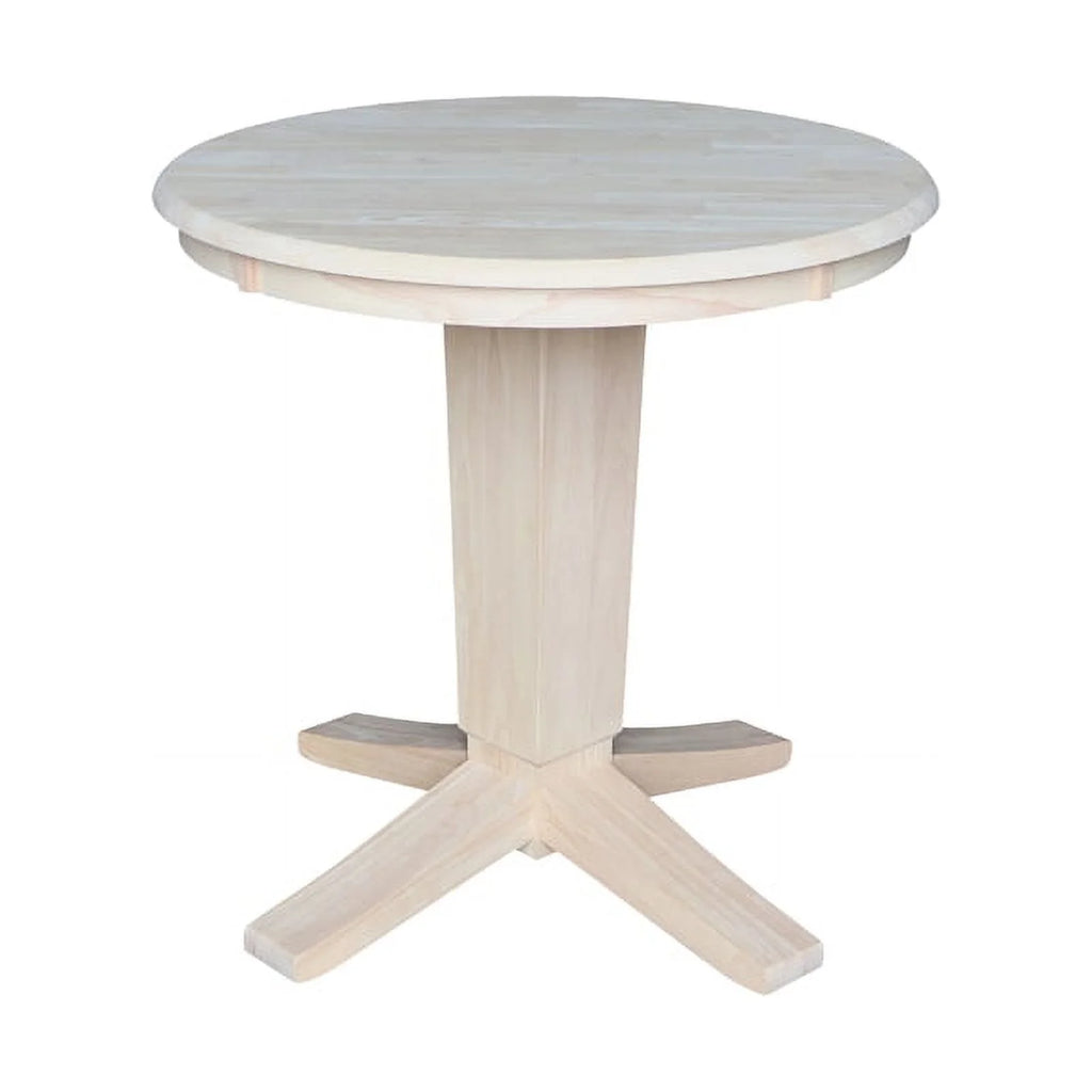 30" Solid Wood Round Top Pedestal Dining Table with 2 Chairs D77596
