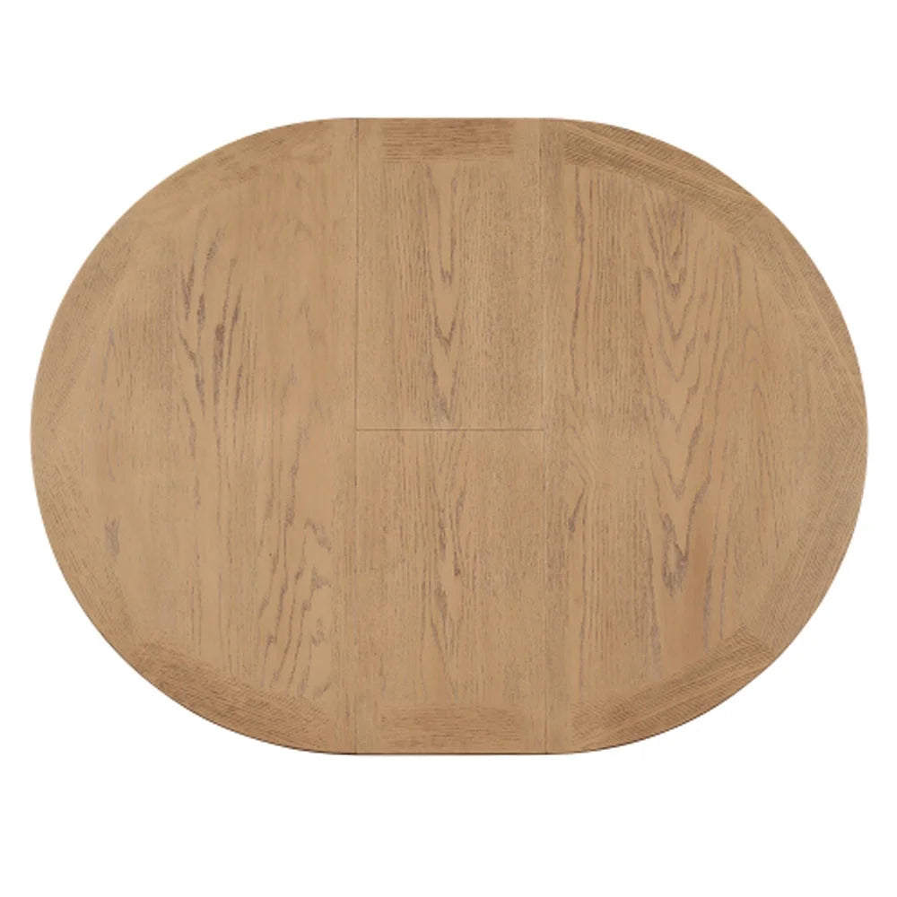 Extendable Dining Table with 12" Leaf Oak Natural Wood Off White T363615