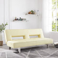 Cream Faux Leather Convertible Futon Sofa A7694