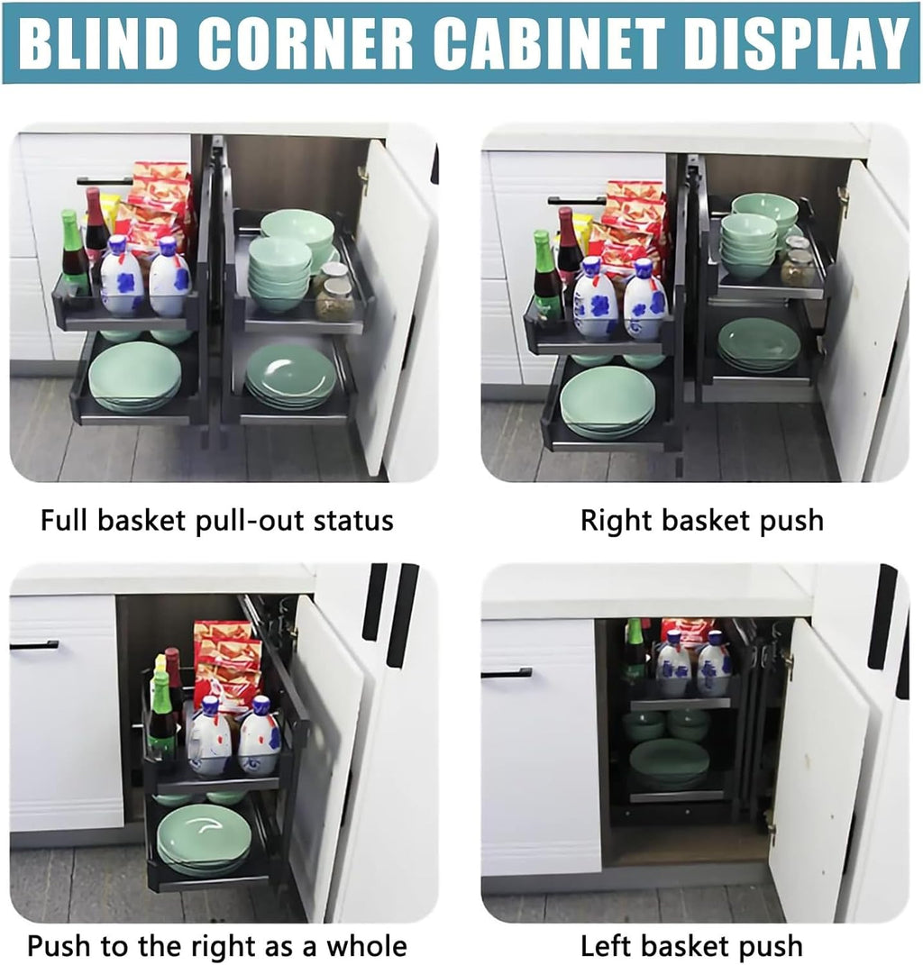 4 Shelf Tray Baskets Blind Corner Cabinet Organizer X690127