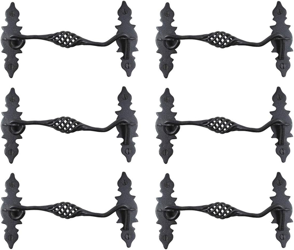 Black Wrought Iron Cabin Hook Eye Latches 6.5 Long Pack of 6 H483115