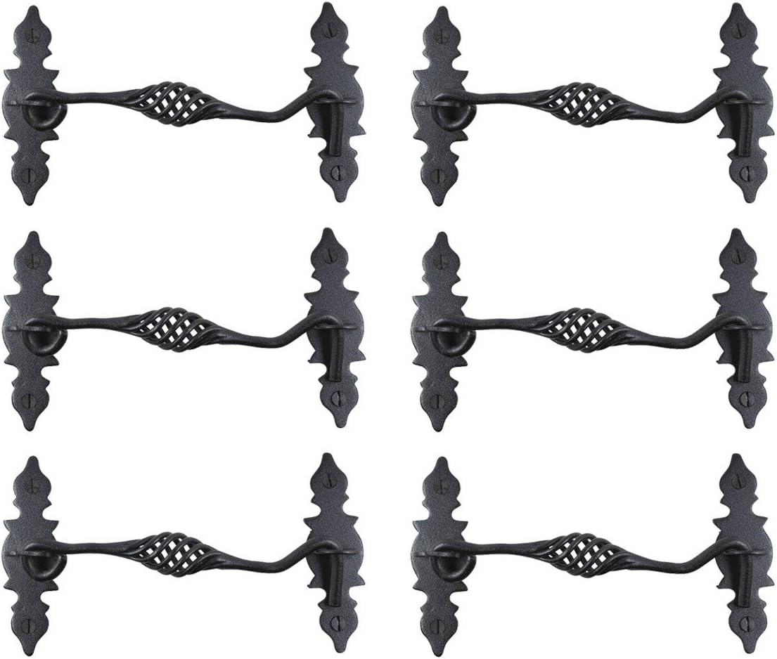 Black Wrought Iron Cabin Hook Eye Latches 6.5 Long Pack of 6 H483115