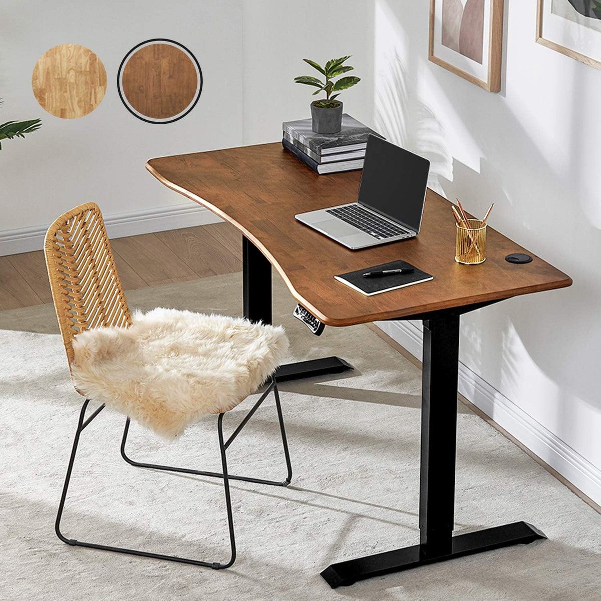 Solid Wood Electric Height Adjustable Standing Desk with 3 Adjustable Memory Setting I847