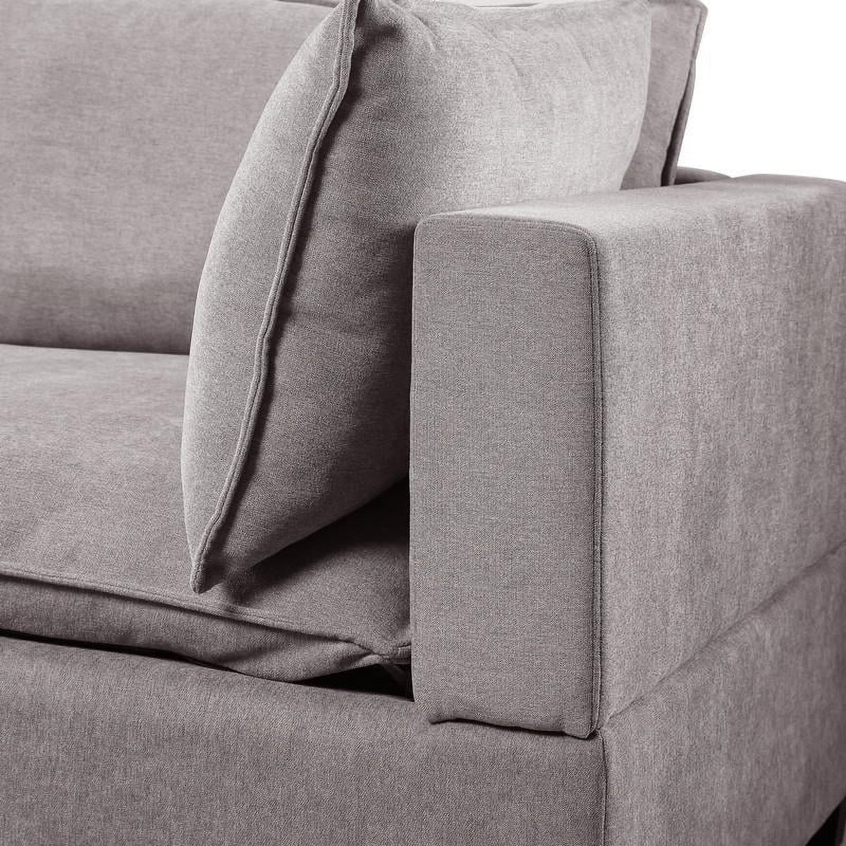 Light Gray Woven Fabric Sectional Loveseat Sofa with Ottoman I2451