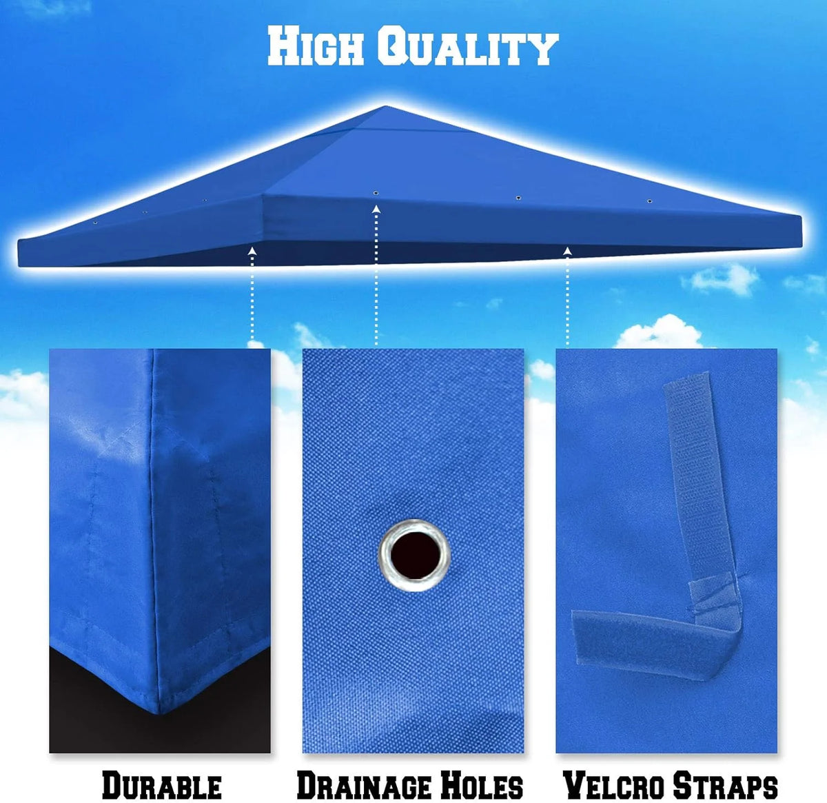 10'x10' Single Tier Blue Polyester Gazebo Canopy Top Y9039