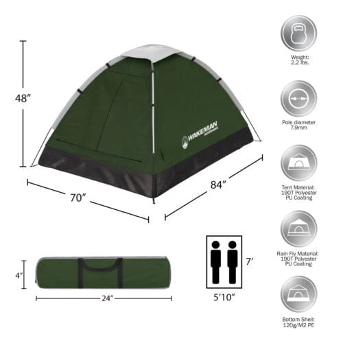 Green 2 Person Tent with Carry Bag J849