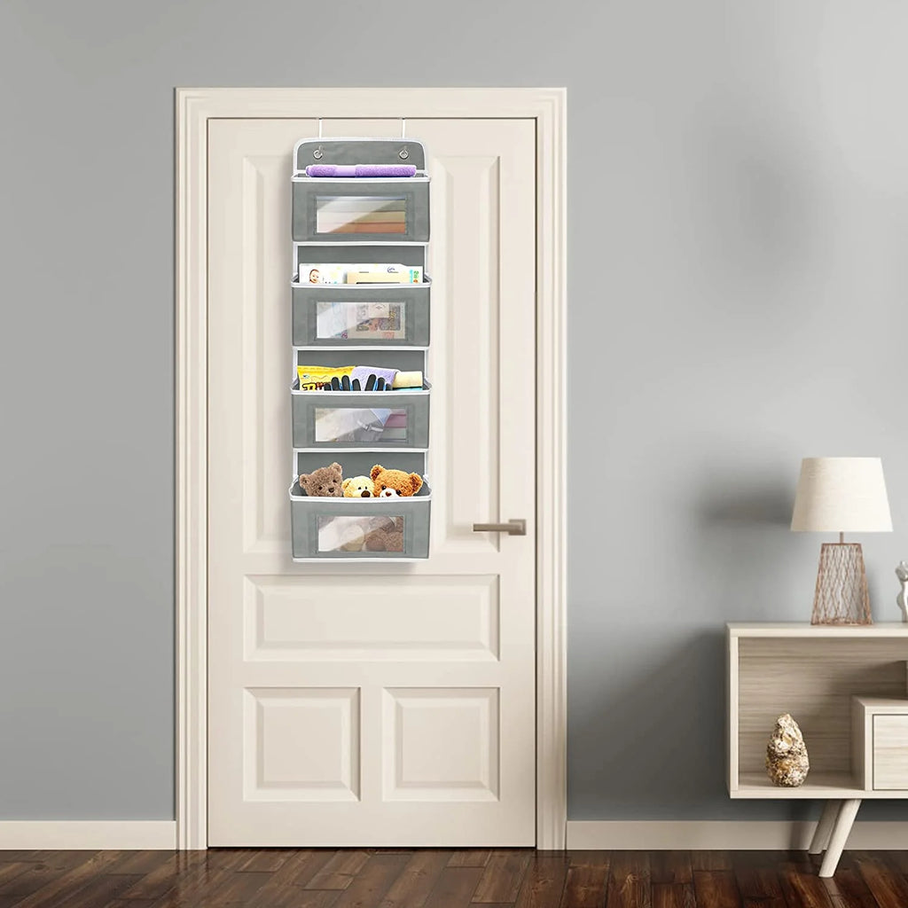 2 Pack 4-Shelf Over Door Hanging Organizer, Grey PVC L5699