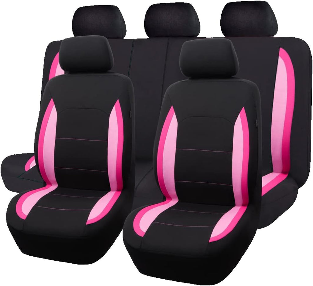 Black Purple Polyester Car Seat Covers Full Set Low Back Pack of 2 S348