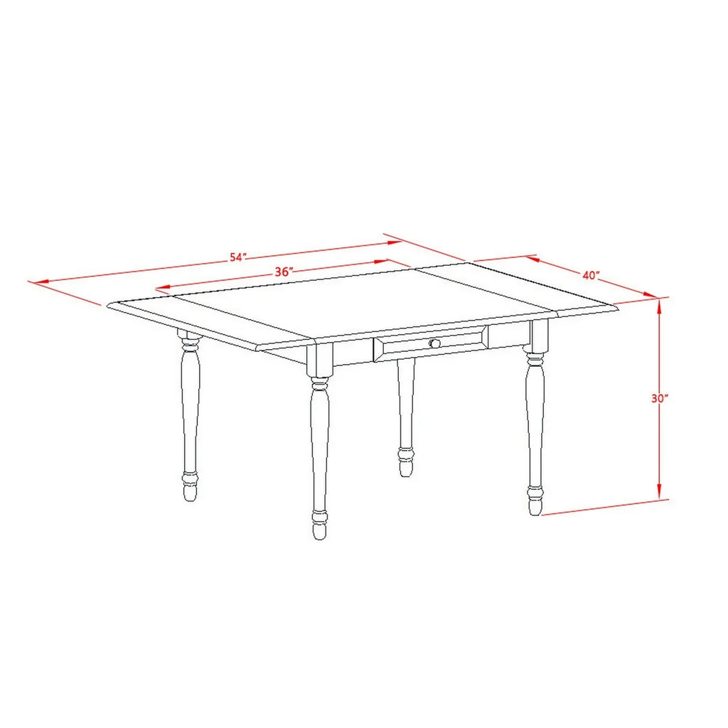 5 Pieces Drop Leaf Real Wood Rectangle Dining Table and 4 Hardwood Seat Kitchen Chairs S325996