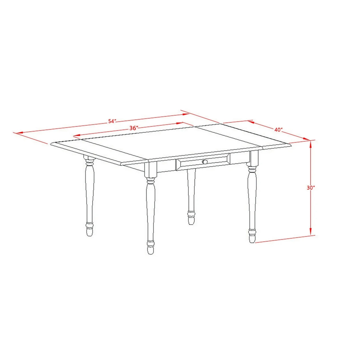 5 Pieces Drop Leaf Real Wood Rectangle Dining Table and 4 Hardwood Seat Kitchen Chairs S325996