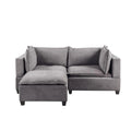Light Gray Woven Fabric Sectional Loveseat Sofa with Ottoman I2451