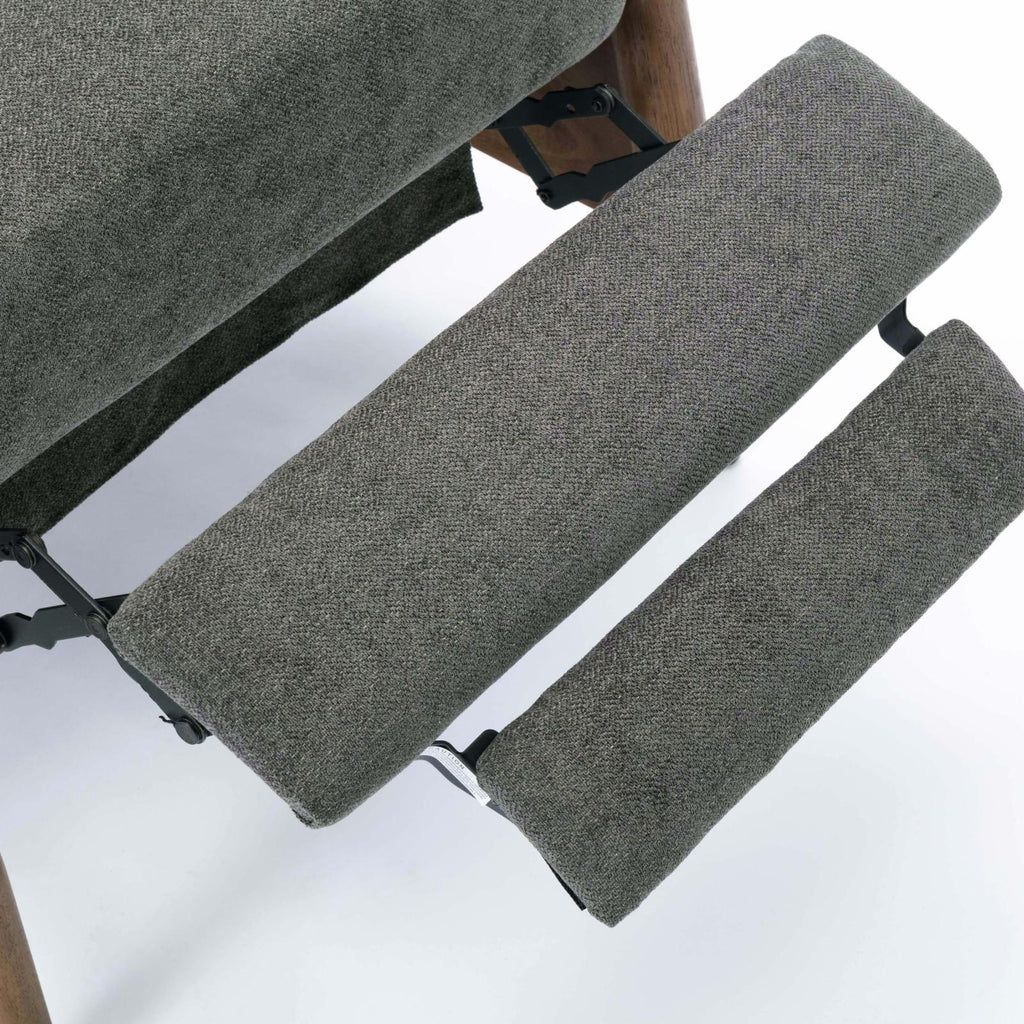 Charcoal Polyester Fabric Wood Arm Push Back Recliner N363294