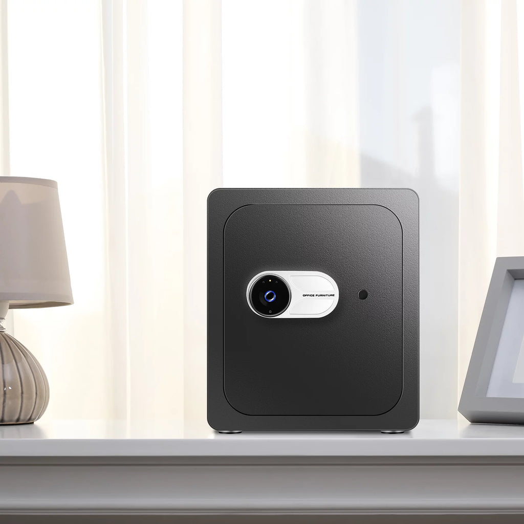 Black Safe Box with Fingerprint Access and Removable Shelf N4365