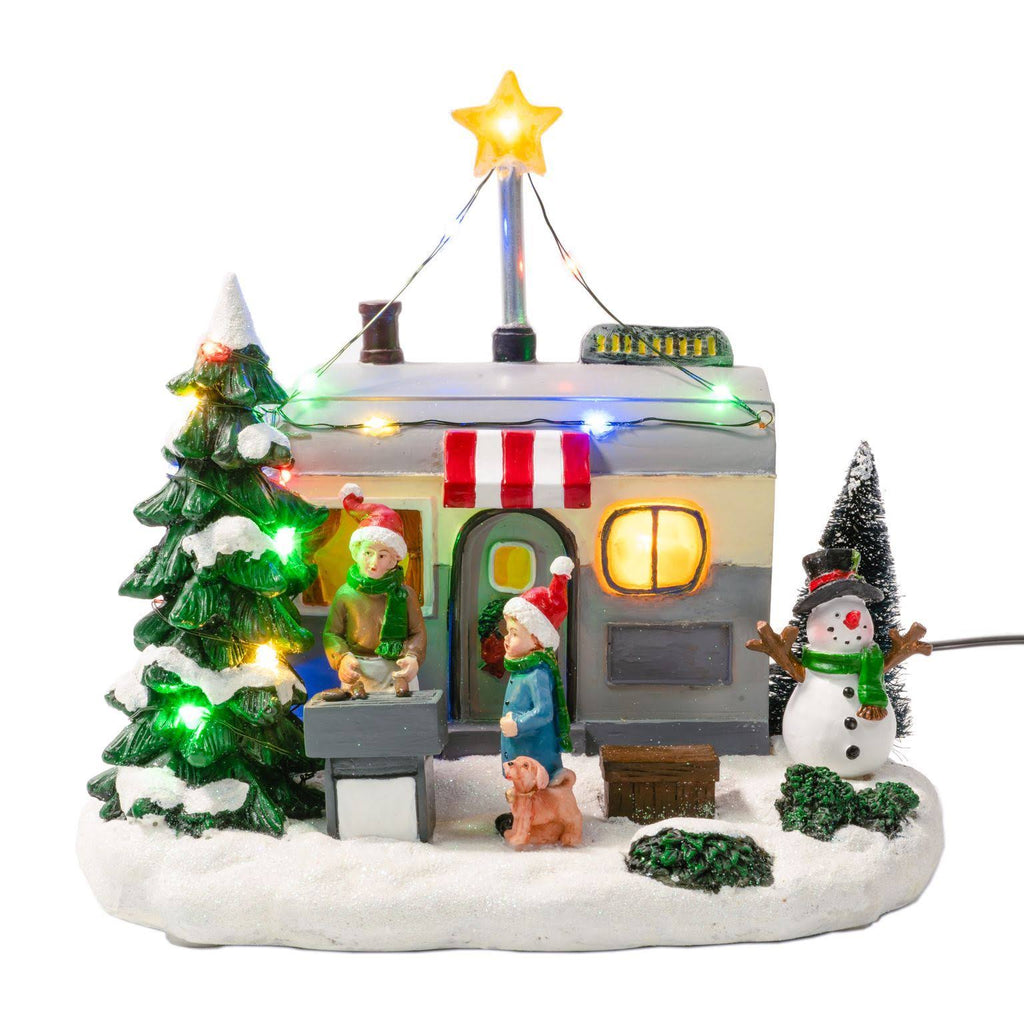 Grey Polyresin LED Christmas Camper O15651