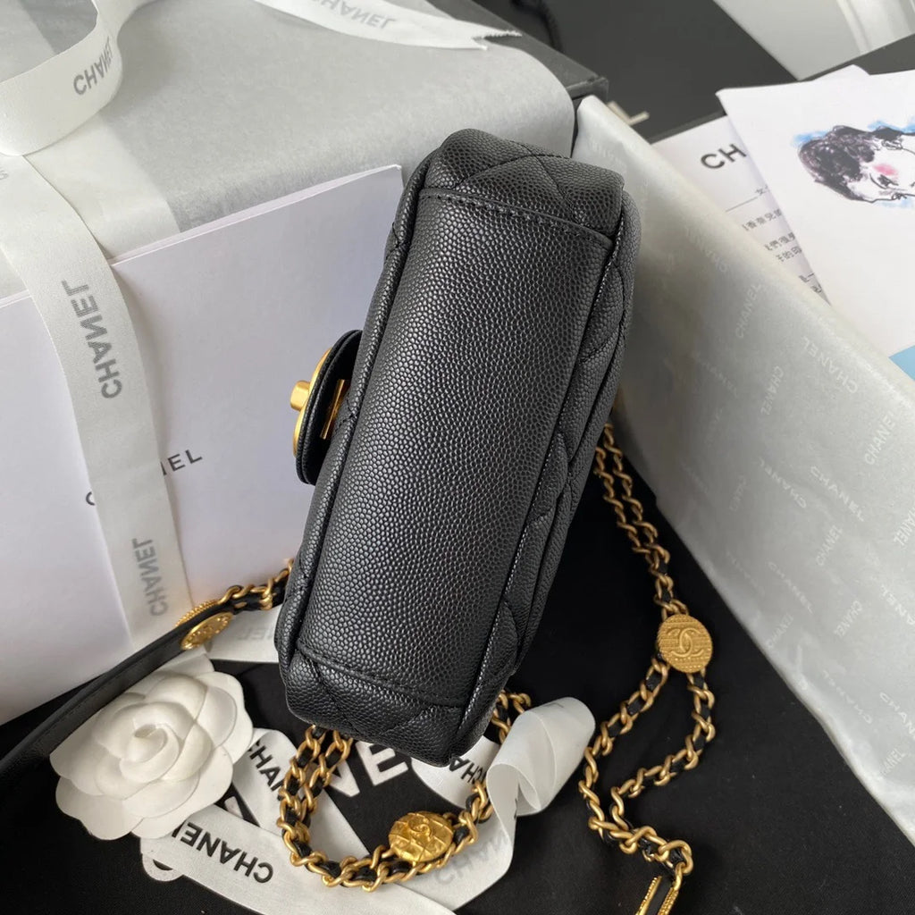 Mini Flap Bag With Top Handle Black 7.9in/20cm T9766