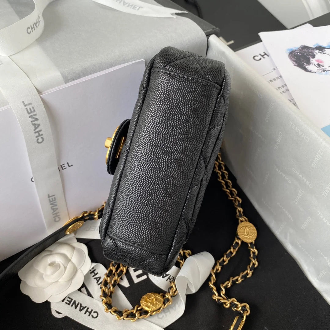 Mini Flap Bag With Top Handle Black 7.9in/20cm T9766