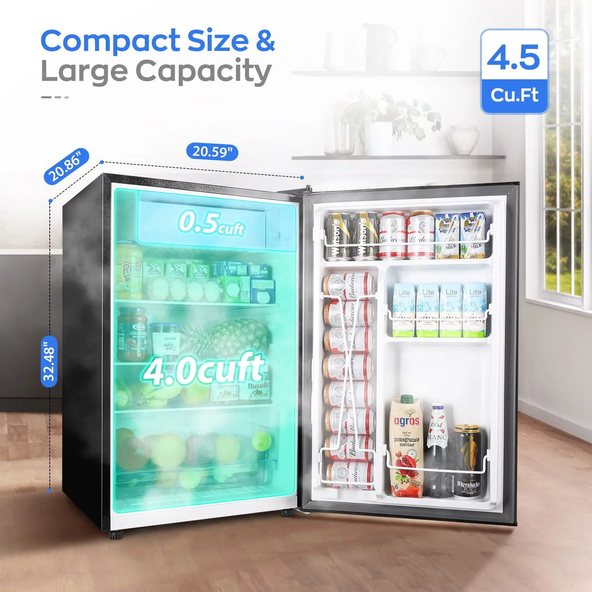 4.5 Cu.ft Black Single Door Mini Fridge with Freezer X10159