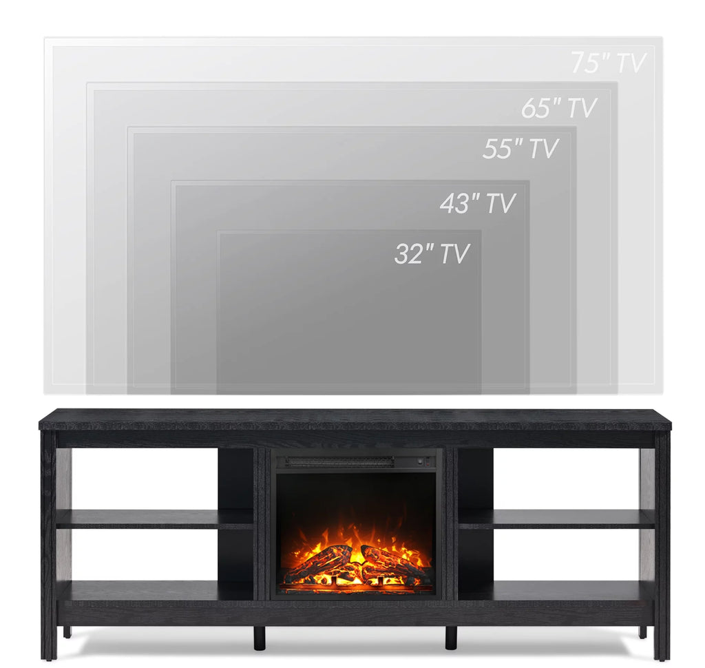 Black Fireplace TV Stand with LED Lights T42497