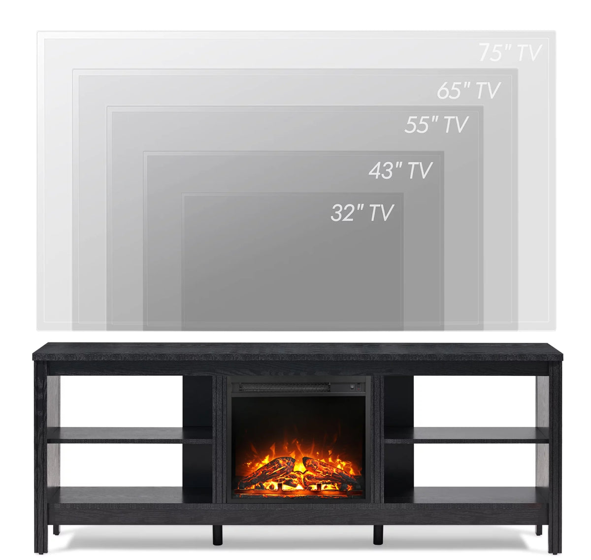 Black Fireplace TV Stand with LED Lights T42497