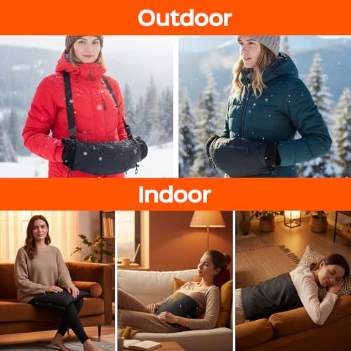 Heated Hand Warmer Pouch, PU Leather Electric Hand Muff, 10000mAh Rechargeable Power Bank Hand Warmer B4804