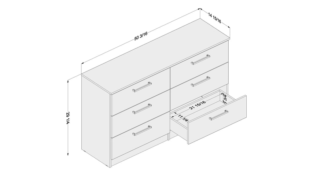 White 6 Drawer Wood Double Dresser C2681