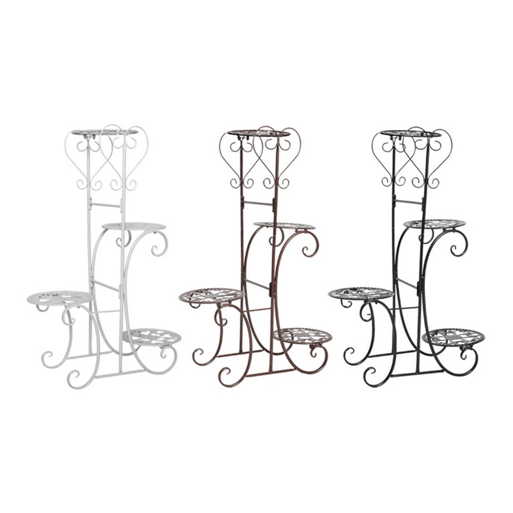 4 Tier Iron Plant Stand Wood Shelves B4294