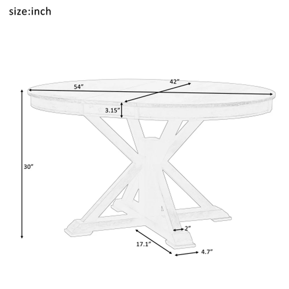 Extendable Dining Table with 12" Leaf Oak Natural Wood Off White T363615