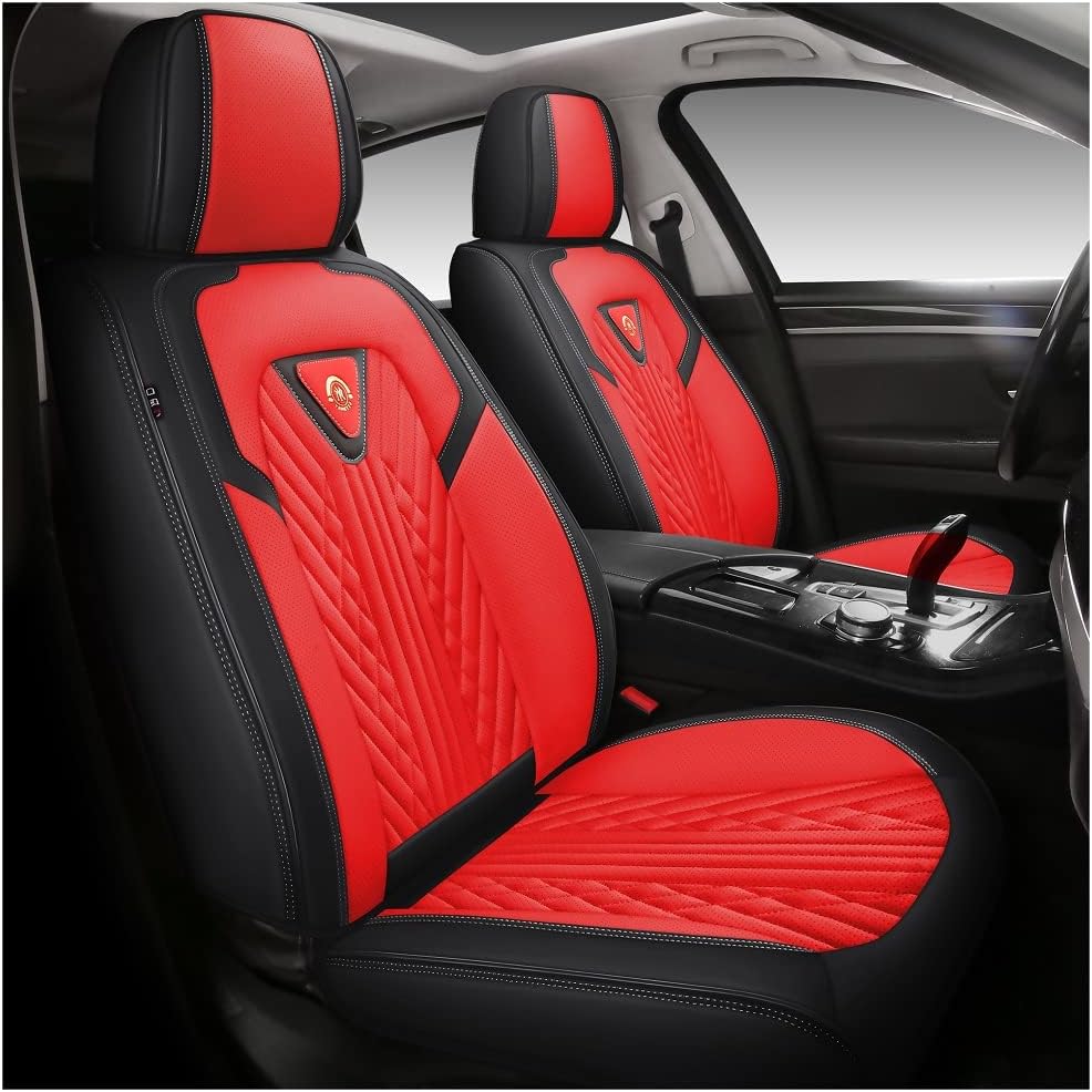 Red-Black PU Leather 5 Seats Full Set Car Seat Covers T596996
