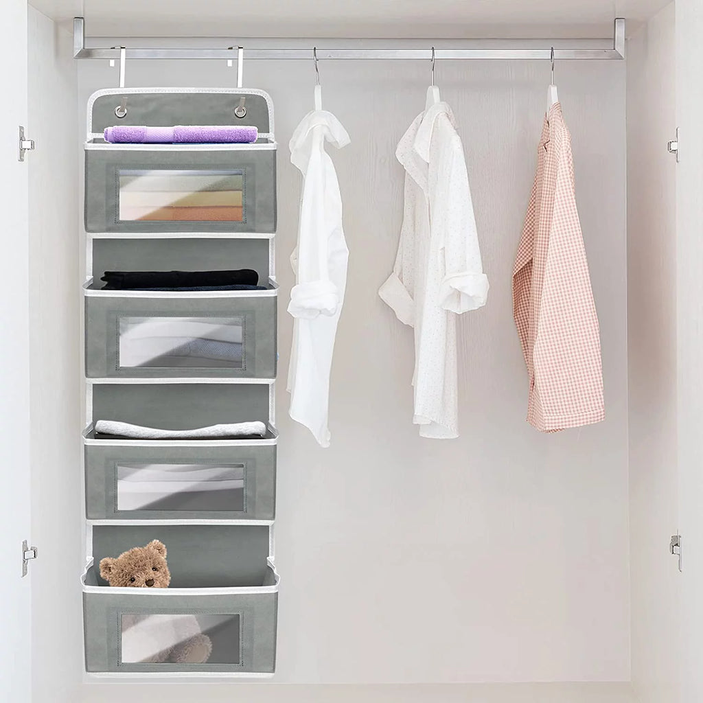 2 Pack 4-Shelf Over Door Hanging Organizer, Grey PVC L5699
