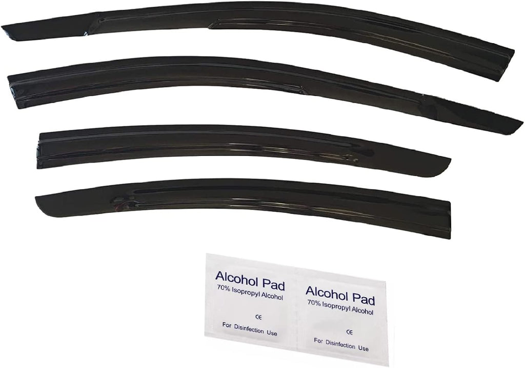 Black Tinted Side Window Vent Visor Deflectors Rain Guards Pack of 2 F247525