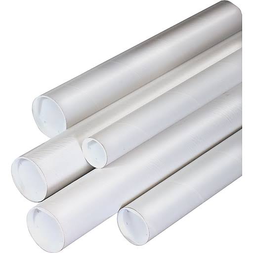 2 x 15x22 White Cardboard Mailing Tubes, 50/Case V312872