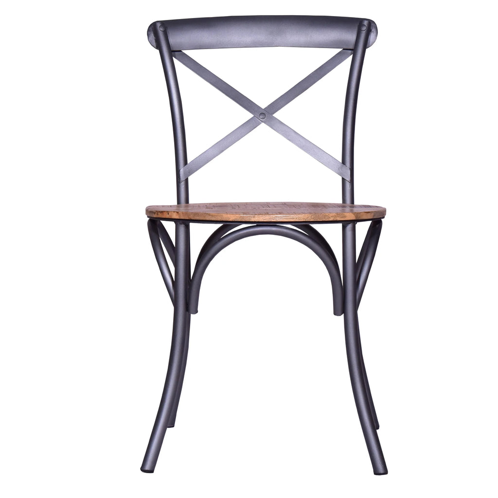 19 Inch Industrial Dining Accent Chair with Mango Wood Seat U390