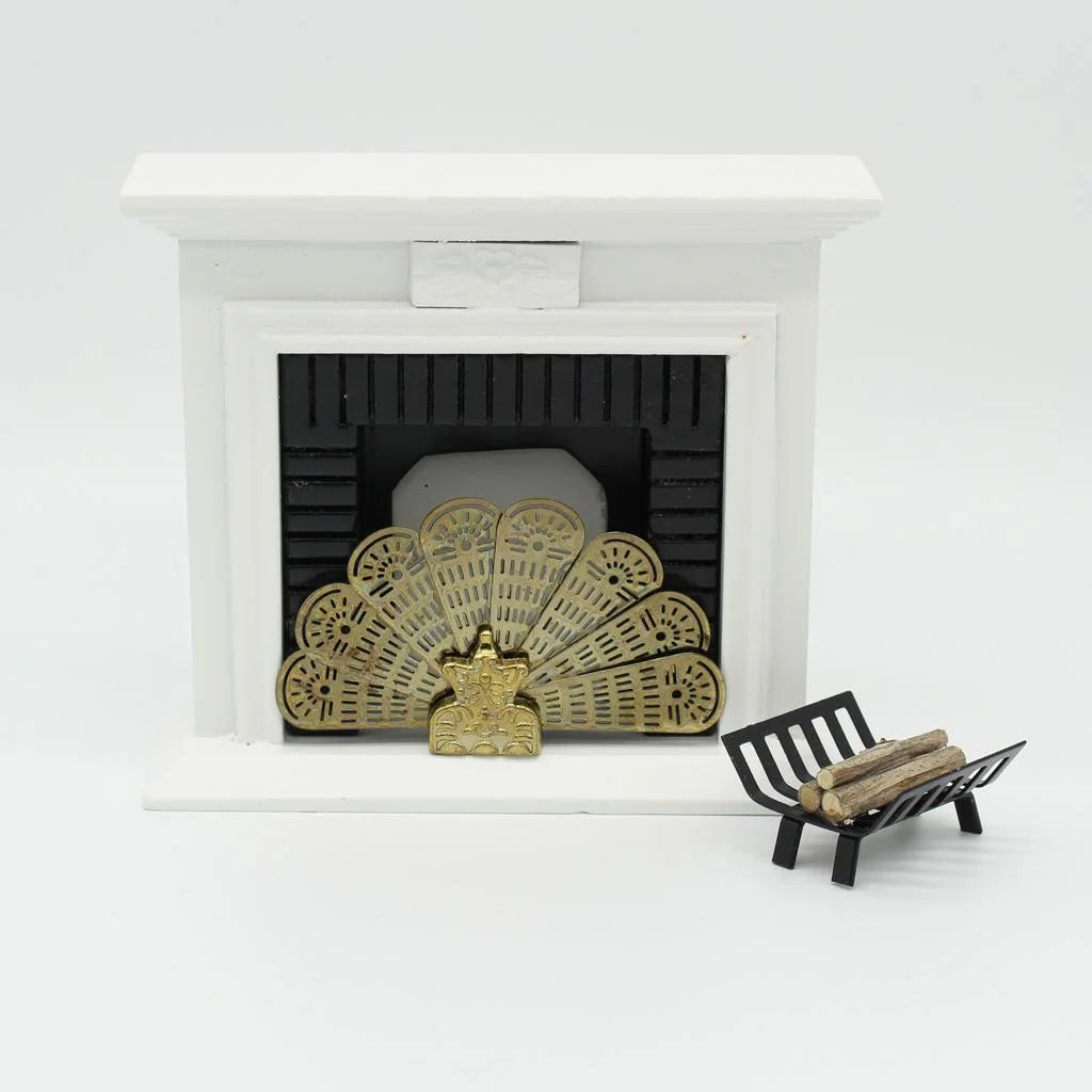1:12 Scale Metal Peacock Fan Fireplace Screen C9332