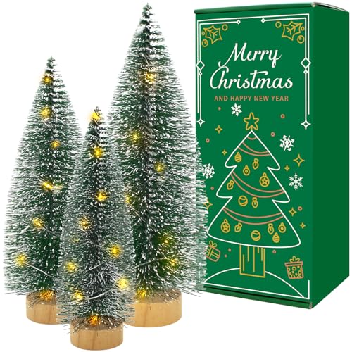 Mini Bottle Brush Christmas Trees with Lights A4380