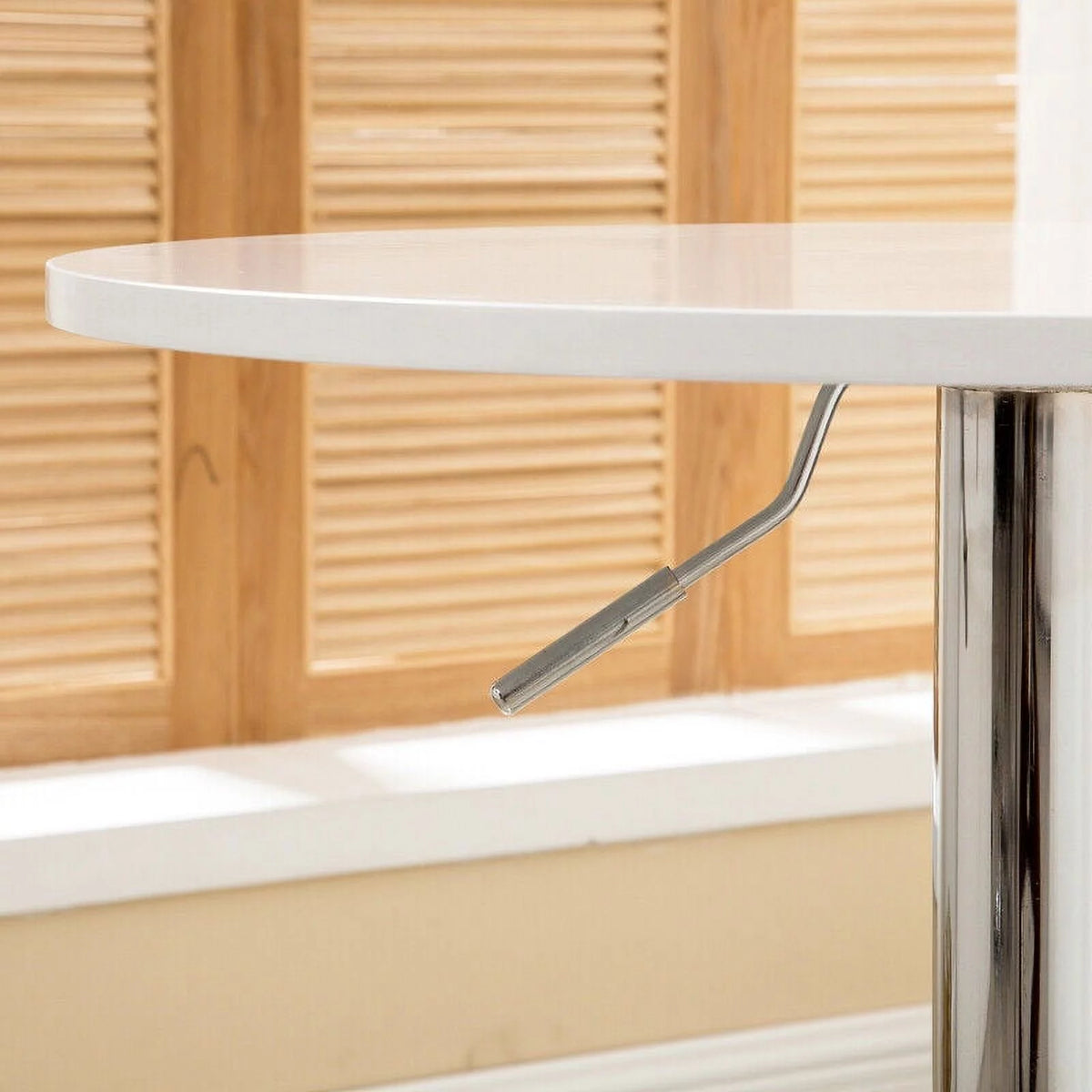 White Adjustable Height Round Bar Table F81309