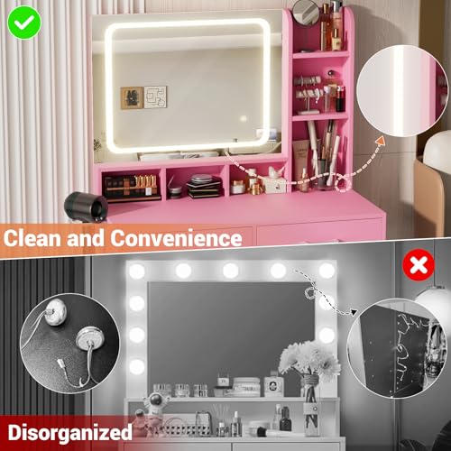 Black Vanity Desk with Mirror and Drawers E936143