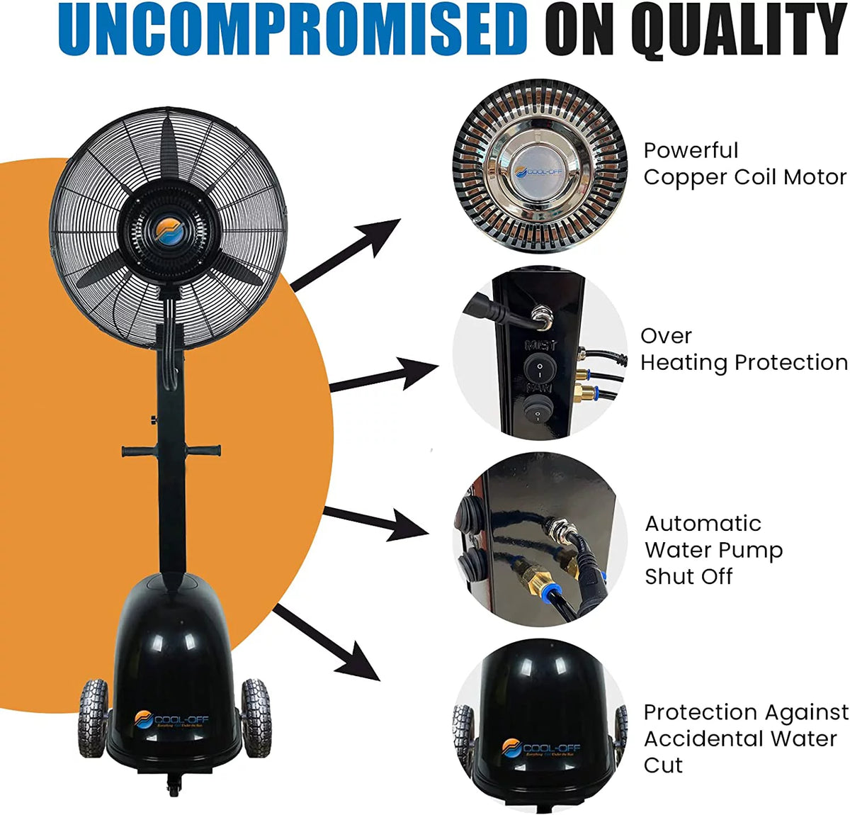 Oscillating Misting Pedestal Fan 12 Gallon 3 Speed 26 inch Black W44589
